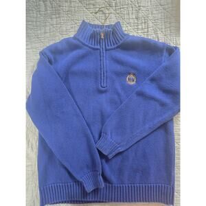 Lauren Ralph Lauren Pullover Women Medium Blue 1/4 Zip Sweatshirt Crest Crown